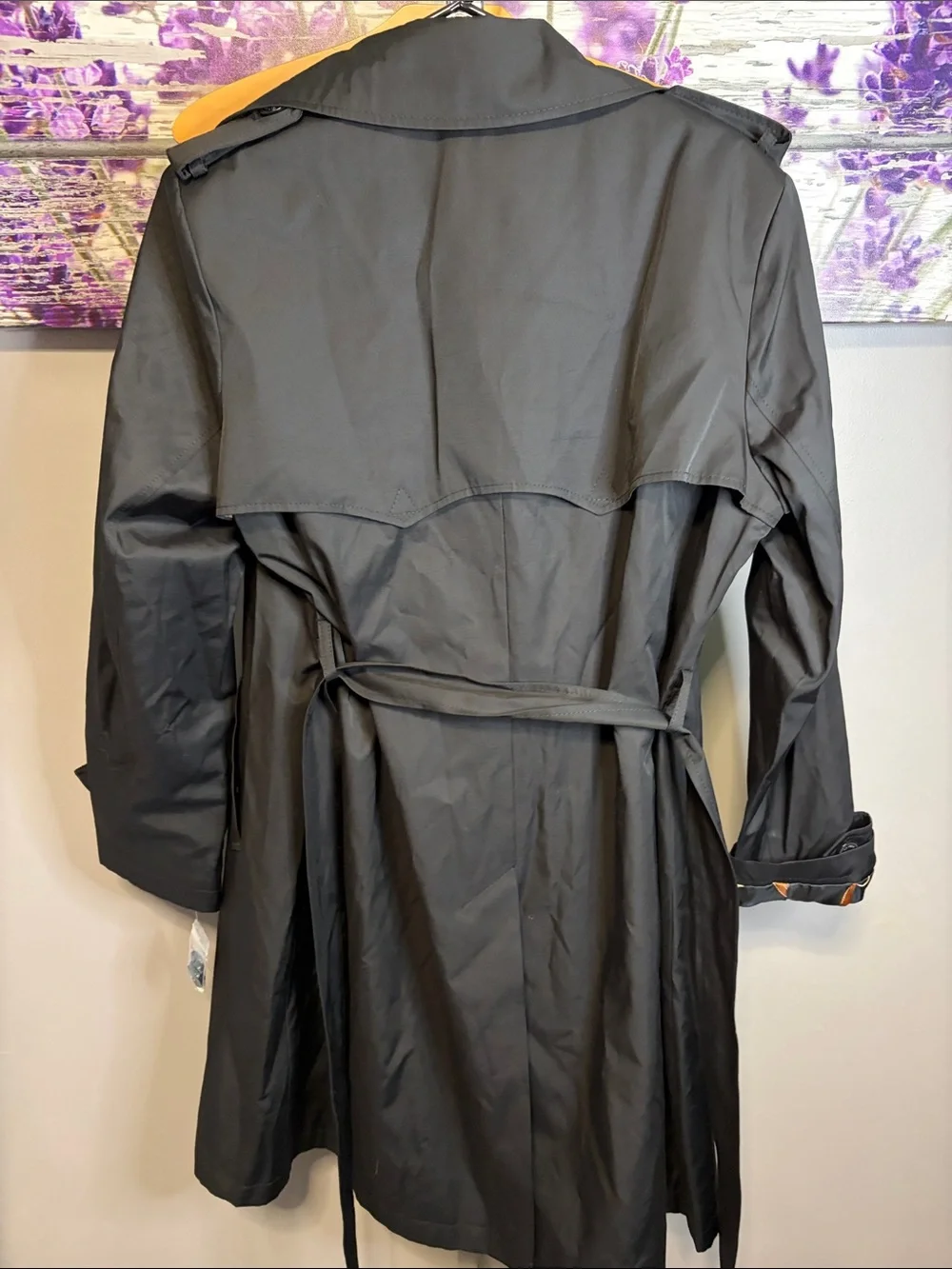 Lauren Ralph Lauren Black Double-Breasted Trench with Belt Size XL NWT